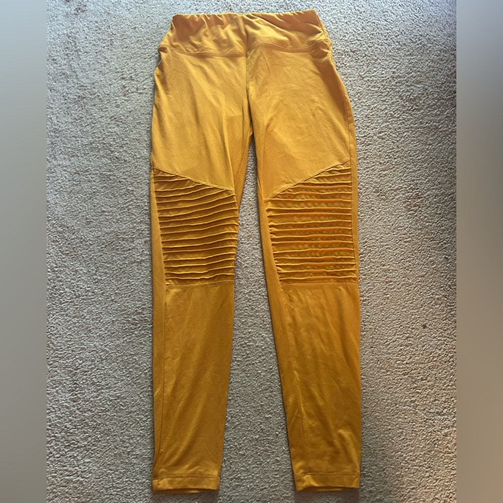 Zenana mustard yellow moto leggings